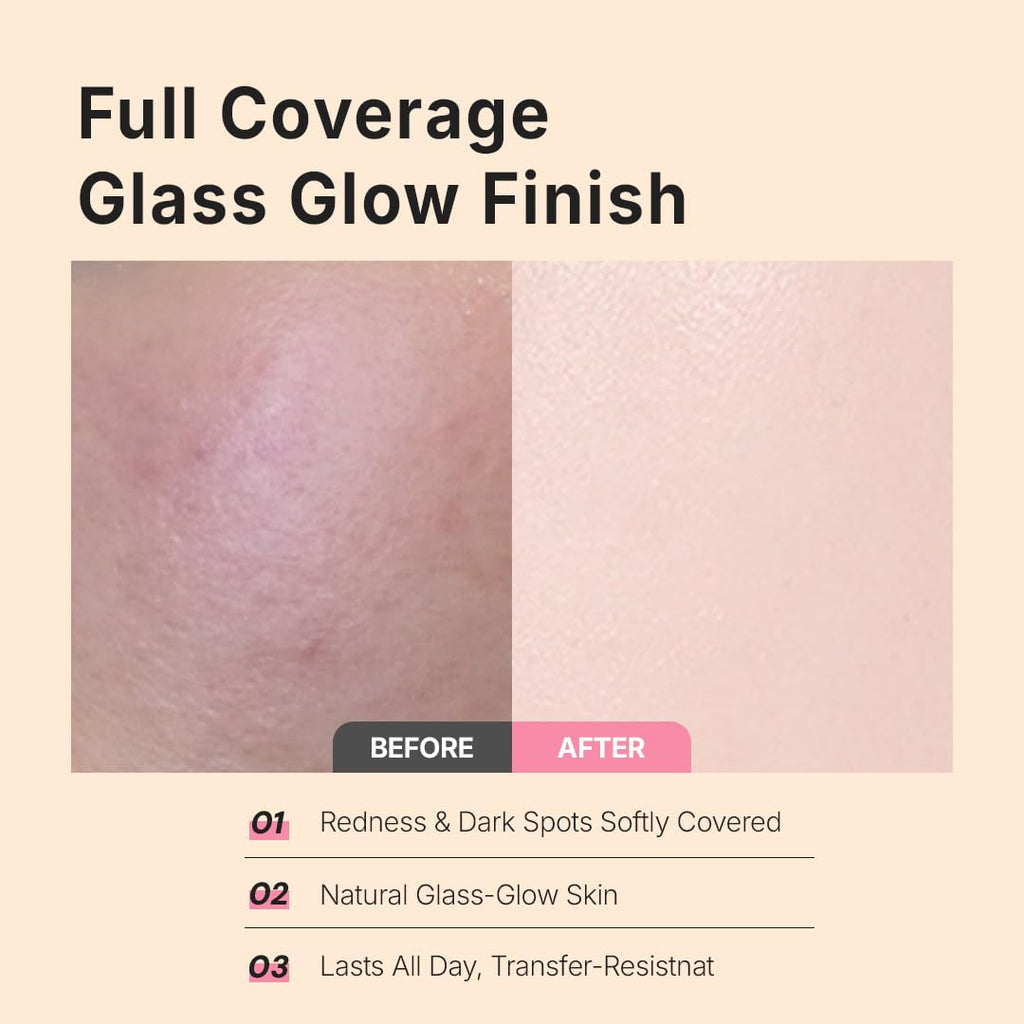 THE TOOL LAB Stamp Skinfit Cushion Foundation, Long Lasting Full Coverage Glass Glow Finish, Korean Foundation Makeup for All Skin Types (No.19 porceline, Glow Type)