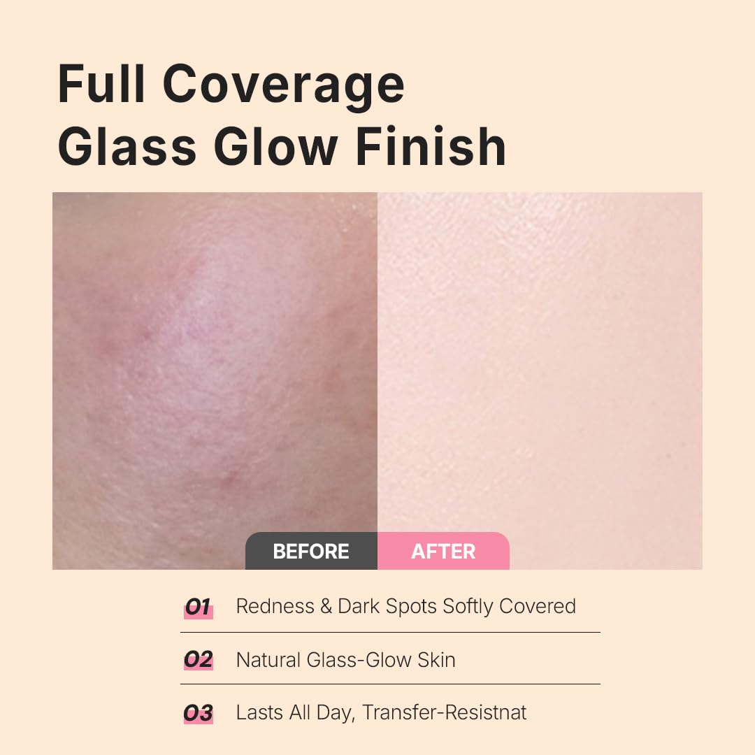 THE TOOL LAB Stamp Skinfit Cushion Foundation, Long Lasting Full Coverage Glass Glow Finish, Korean Foundation Makeup for All Skin Types (No.19 porceline, Glow Type)