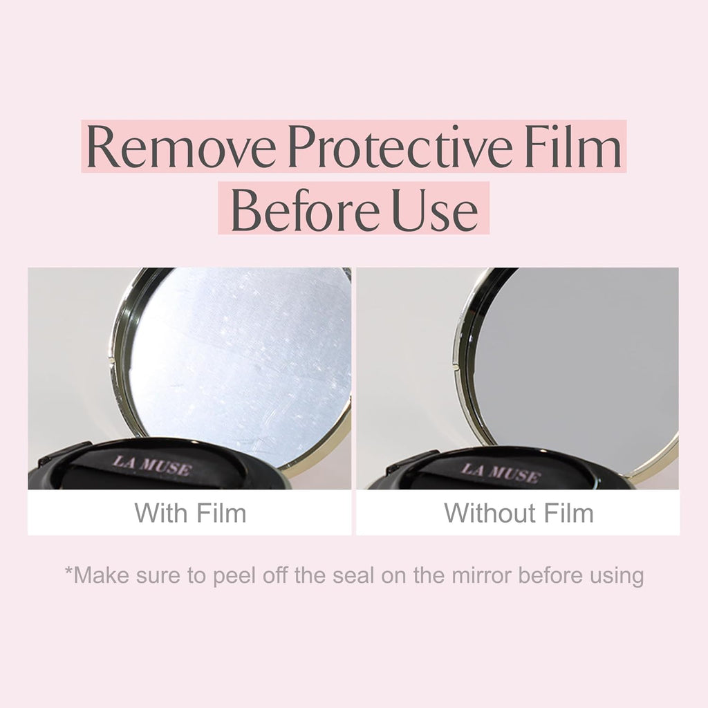 LA MUSE Correct Care Cushion(2 Packs) | Daily Makeup for Effortless Natural Look | Korean CC Cushion Foundation with Radiant Dewy Finish (Universal Shade) | Feather-Like Light Texture