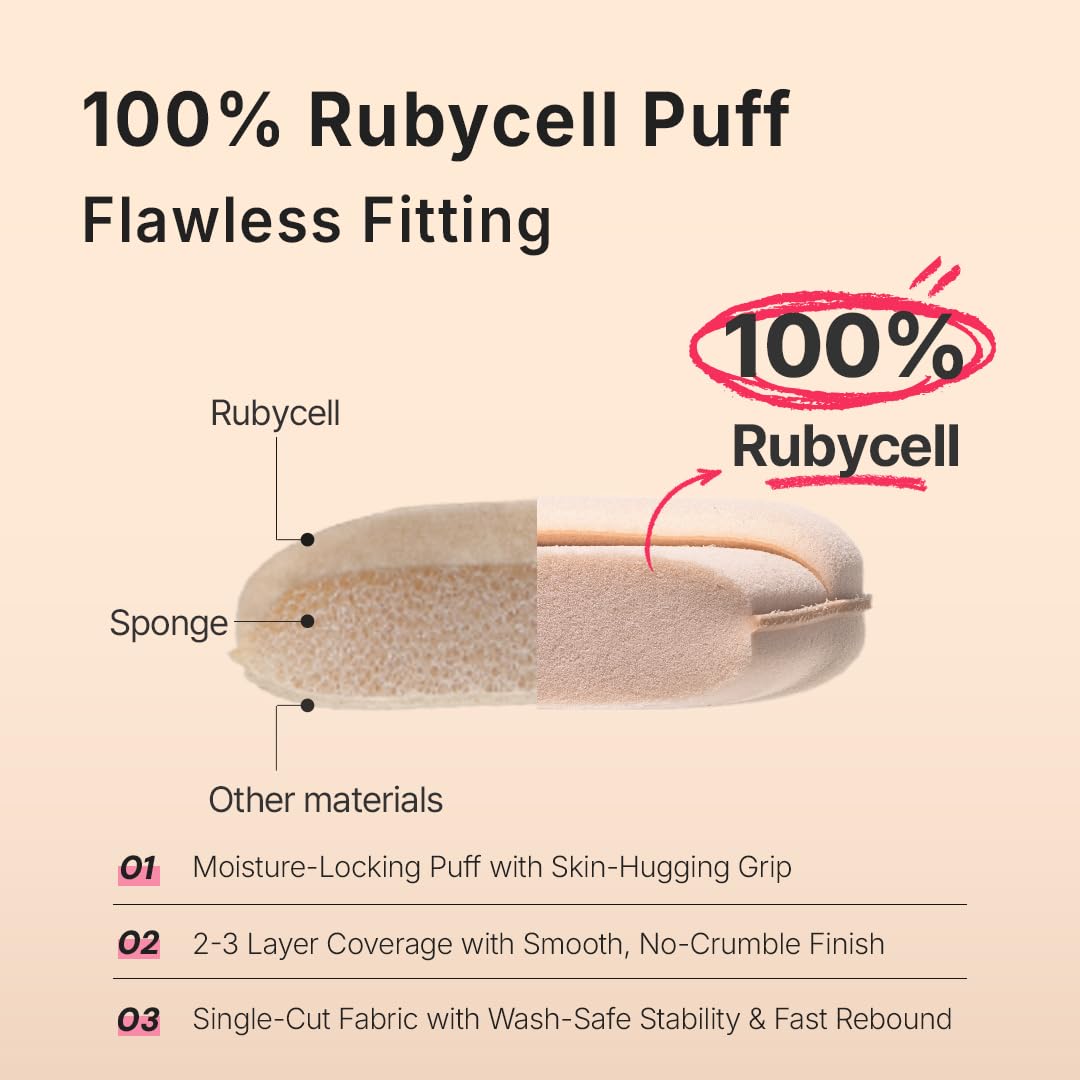 THE TOOL LAB Stamp Skinfit Cushion Foundation, Long Lasting Full Coverage Glass Glow Finish, Korean Foundation Makeup for All Skin Types (No.19 porceline, Glow Type)