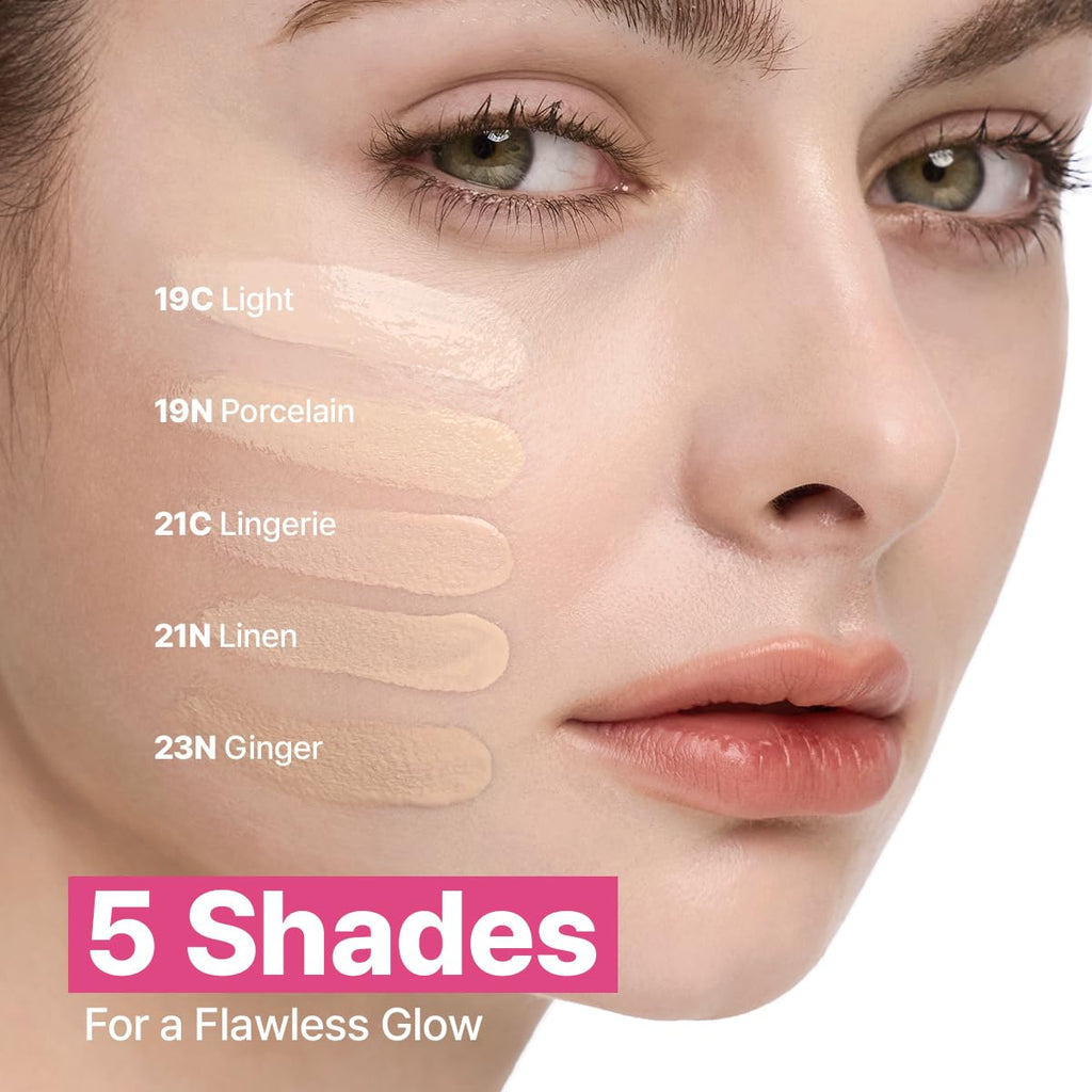 CLIO Kill Cover Mesh Glow Essential Cushion Foundation, Buildable Ultra-Fit Coverage with Glow Finish, Long-Lasting Hydration, Flawless Natural Cover for Radiant Skin, Korean Foundation (19C LIGHT)